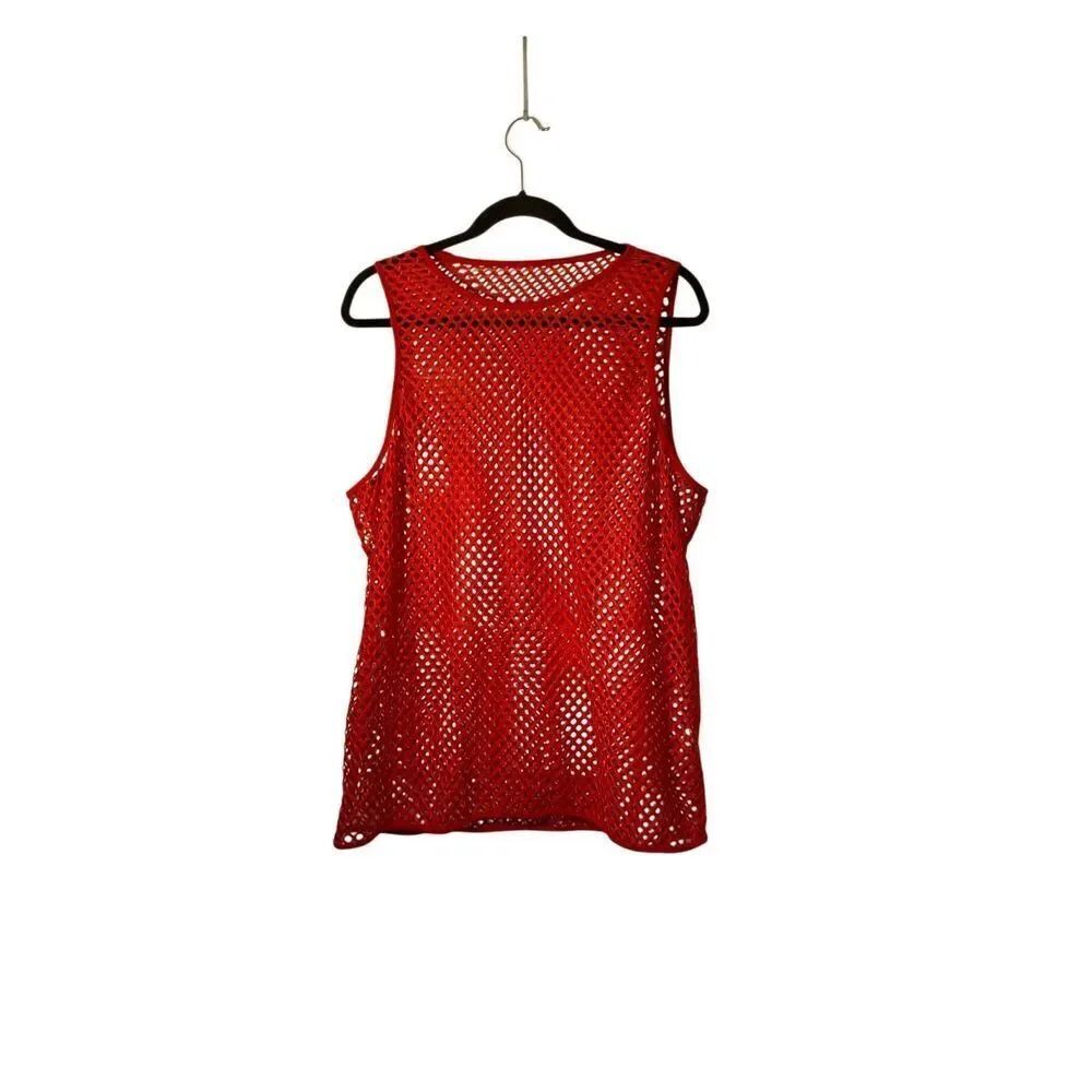 Unbranded women’s red fishnet, Sleeveless, tank top XXL